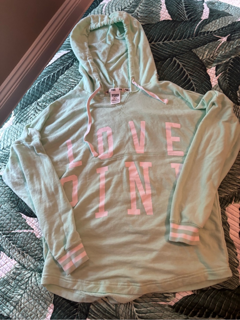 PINK Mint Green 'Love PINK' Hooded Pullover